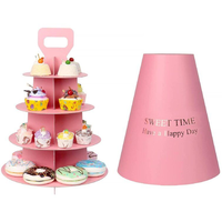 Support Horace en carton pour le thé de l'après-midi, boîte d'emballage portable multicouche pour dessert pâtisserie cupcake macaron avec poignée