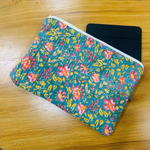 Handmade Modern Floral Quilted <b>Laptop</b> <b>Sleeves</b> Soft iPad Pro Case with Handle Women's Daily Travel Bag Gift - Product Image 1