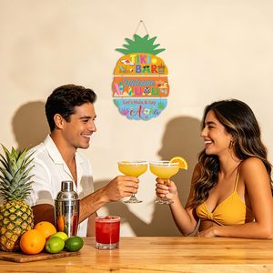 Panneau suspendu Tiki Bar Ananas 11,4 "x16,1" <span class=keywords><strong>Hawaï</strong></span> Tropical <span class=keywords><strong>Hawaï</strong></span> Été Plage Piscine Bienvenue Décoration de porte - Product Image 6
