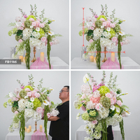 Fleurs artificielles DKB pour centre de table de mariage, boule de fleurs d'hortensia artificielles rose et verte, grande taille, arrangement de bouquet de table
