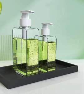 Körper wasch flaschen Rechteckform Handwäsche Reinigung Kunststoff Kosmetik Quadratische Flasche Etikett Press pumpe Wieder verwendbare Flaschen PETG - Product Image 2