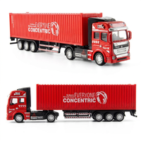 Camion Conteneur Moulé Sous Pression 1:50 en Gros, Modèle Personnalisé avec Logo, Remorque en Alliage, Camion de Transport avec Boîte Vitrée pour Collectionneurs 14+ ans, OEM