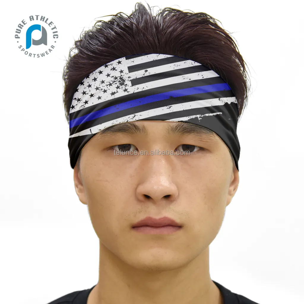 Pure custom logo cheap USA Flag hair sweatband accessories hairbands spa unisex gym yoga sports elastic headbands for women men