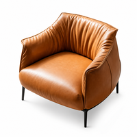 Moderner Minimalistischer Echtleder-Einzelsessel Komfortabler Wohnzimmer-Möbel Freizeit-Lounge Akzent-Sessel