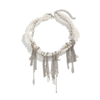 Collier Pendentif Cœur Minimaliste en Fausse Perle pour Femme, Style Européen et Américain, avec Chaîne en Bambou à Pompon Personnalisé