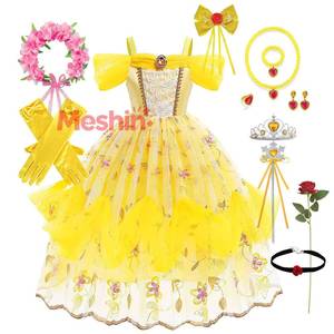 Disfraz de Carnaval de Halloween para Niñas, Vestido de Princesa Bella de la Bella y la Bestia para Fiestas de Cumpleaños y Navidad - Product Image 1