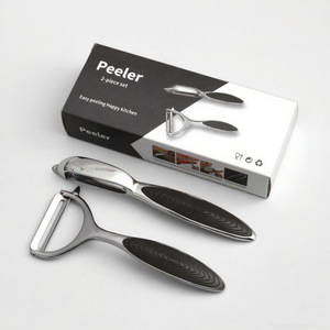 Stainless Steel Fruit Peeler 2 <b>Pc</b> <b>Set</b> With Black Handle For Kitchen Use - Product Image 2