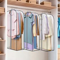 LANDNEOO Lot de 6 housses à vêtements transparentes avec fermeture éclair, double face, pour suspendre vêtements, manteaux, robes, fourrures et costumes (40'' de long)
