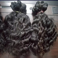 Rambut palsu bergelombang India mentah bundel rambut tanpa proses candi rambut Wig 100% perawan satu warna cahaya Donor ekstensi rambut manusia
