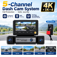 Caméra embarquée DVR 5 canaux avec écran 3 pouces 360° °   Caméra de Surveillance de Stationnement Panoramique 5G WiFi en Mode Sentinel avec Enregistreur Vidéo pour Voiture