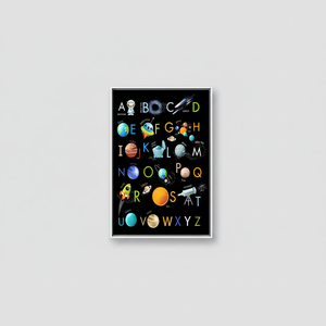 Printed Canvas Artwork: Elegant Alphabet Space <b>Poster</b> <b>for</b> Kids,WHITE <b>FRAMED</b> CANVAS - Product Image 2