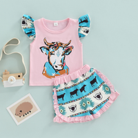 Ensemble de tenue Western pour fille, haut à manches bouffantes et short pour tout-petits, vêtements d'été décontractés de style cowgirl