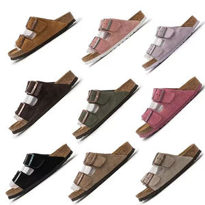 Chaussures mules unisexes en daim véritable de haute qualité, conçues par des designers, Birkenstocks, sabots pour femmes, <span class=keywords><strong>cuir</strong></span> de luxe, bout rond, toutes saisons - Product Image 3