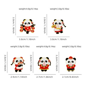 Broche de Panda de Ano Novo, Estilo Chinês, Festivo, Desenho Animado, com Tema Animal, Técnica de Esmalte a Óleo, para o Festival da Primavera - Product Image 3