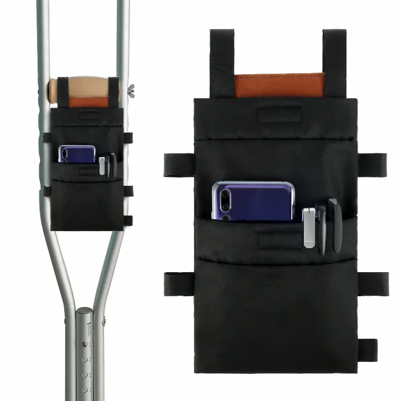 Crutch Cellphone Storage Pouch Oxford Cloth Disabled Crutches Pocket Universal Hanging Crutch Pocket