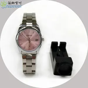 Jam tangan kuarsa bisnis tali kulit dan baja tahan karat untuk pria dan wanita pergerakan Seiko kedap air dengan jendela Dial kaca