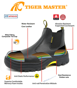 รองเท้าเซฟตี้หนังสีดำสำหรับอุตสาหกรรมน้ำมัน <span class=keywords><strong>แก๊ส</strong></span> และเหมืองแร่ พื้นยางกันลื่น ป้องกันการเจาะทะลุ หัวรองเท้าคอมโพสิต ไม่มีเชือกผูก - Product Image 5
