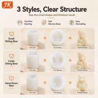 Moule à bougie 3D en silicone Jinke, ours mignon assis, animal, parfumé, aromathérapie, résine, DIY, fait main, réutilisable, qualité alimentaire
