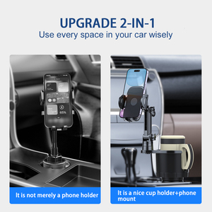 Soporte para teléfono con portavasos para coche 2 en 1, brazo largo ajustable universal, soporte giratorio de 360 grados para teléfonos inteligentes de 4-7 pulgadas - Product Image 6