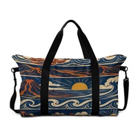 Sac de voyage pliable personnalisé à imprimé vagues hawaïennes pour le shopping, les voyages, le transport quotidien et les programmes d'étiquetage privé