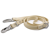 Clip de grenouille intelligent laisse de chien en cuir véritable revêtement en PVC sangle en Nylon Durable décoration de rivet personnalisée mousqueton rembourré solide