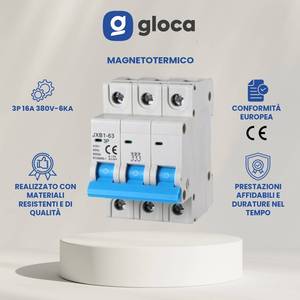 Disjoncteur à boîtier moulé Gloca JXB1-63 3P 380V 16A, montage sur rail DIN industriel, capacité de coupure 6kA - Product Image 2