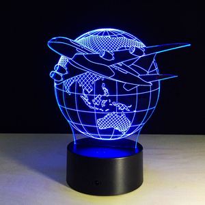 Lampada a LED 3D lampada a colori 3D illusione ottica lampada G131 Fly <span class=keywords><strong>the</strong></span> <span class=keywords><strong>World</strong></span> Earth Globe aeroplano 3D lampada con pulsante a sfioramento G131 - Product Image 4