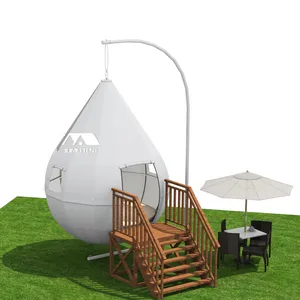 Nieuwe Ontwerp Outdoor Opknoping Tent Huis Teardrop Vorm Glamping Tent Overhandigen Op Pole Voor Resort Camping