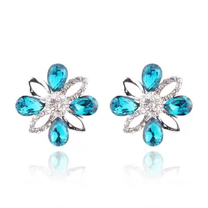 Fashion Teardrop Colorful Glass Decor Dangle Drop Earrings For Women Luxury Charm Wedding Party Pendant Jewelry Accessories Gift