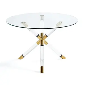 Mirror Gold Stainless Steel Glass Coffee Table Acrylic Furniture Round Coffee Table In Living Room Furniture