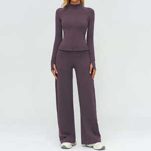Ensemble <span class=keywords><strong>de</strong></span> yoga 2026 pour femmes, 2 pièces, vêtements <span class=keywords><strong>de</strong></span> sport, haut à manches longues avec fermeture éclair, leggings <span class=keywords><strong>de</strong></span> sport taille haute, tenue <span class=keywords><strong>de</strong></span> sport - Product Image 5