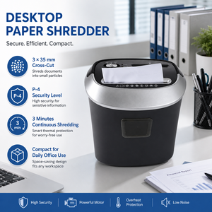 Déchiqueteuse de papier à coupe transversale 21L avec arrêt automatique en cas de surchauffe, protège le moteur, sécurité P-4, déchiquette le papier, les cartes, les CD pour le bureau - Product Image 1