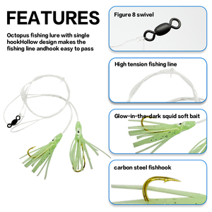 Esca Artificiale Morbida a Forma di Polpo e Calamaro, Jig con Tre Ami in Linea per la <span class=keywords><strong>Pesca</strong></span> in Mare - Product Image 6