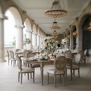 Chaise Louis en bois massif avec dossier en rotin pour événements de mariage, banquets d'hôtel et sièges commerciaux - Product Image 5