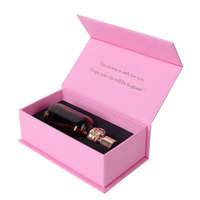 Boîte en papier rigide de luxe rose personnalisée pour le rangement des parfums, avec doublure en éponge, laminage mat et gaufrage, faite à la main