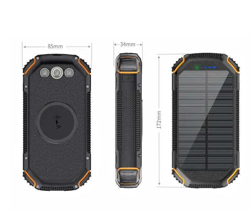 2024แบตเตอรี่สำรองพลังงานแสงอาทิตย์20000mAh 30000mAh แบบพกพากันน้ำ10W ชาร์จโทรศัพท์ไร้สายพร้อม SOS และไฟฉาย