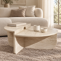 MEUBLES JIAMEIJIA |   Ensemble de tables basses gigognes effet travertin en trois pièces