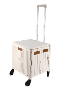 थोक घूर्णन होंठ केबल-रुके हुए फोल्डेबल प्लास्टिक फूड कार्ट्स फोल्डिंग हैंड किराने की खरीदारी ट्रॉली गाड़ी - Product Image 4