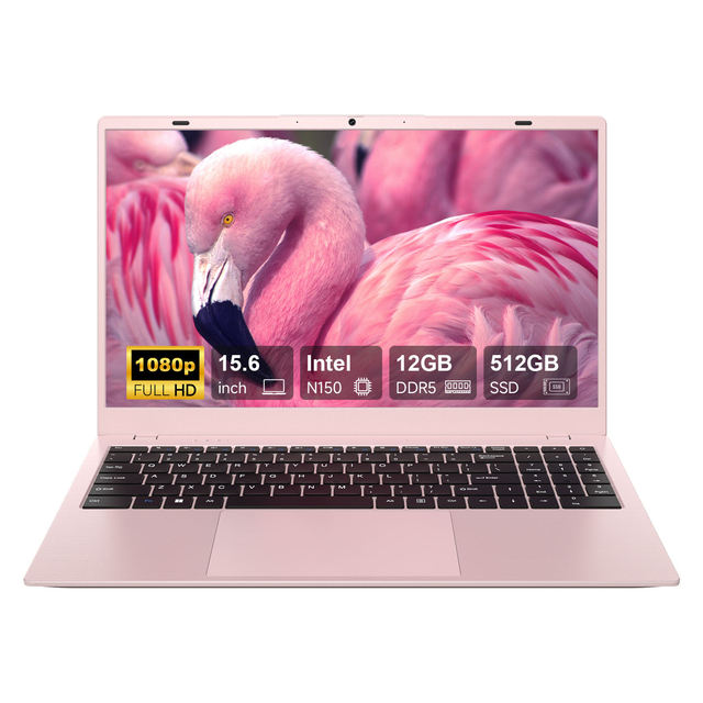 15.6 Inches HD Pink Laptop Intel Celeron N150 12GB RAM 512GB ROM Notbook Pc Portable Laptop Computer Gaming Laptop