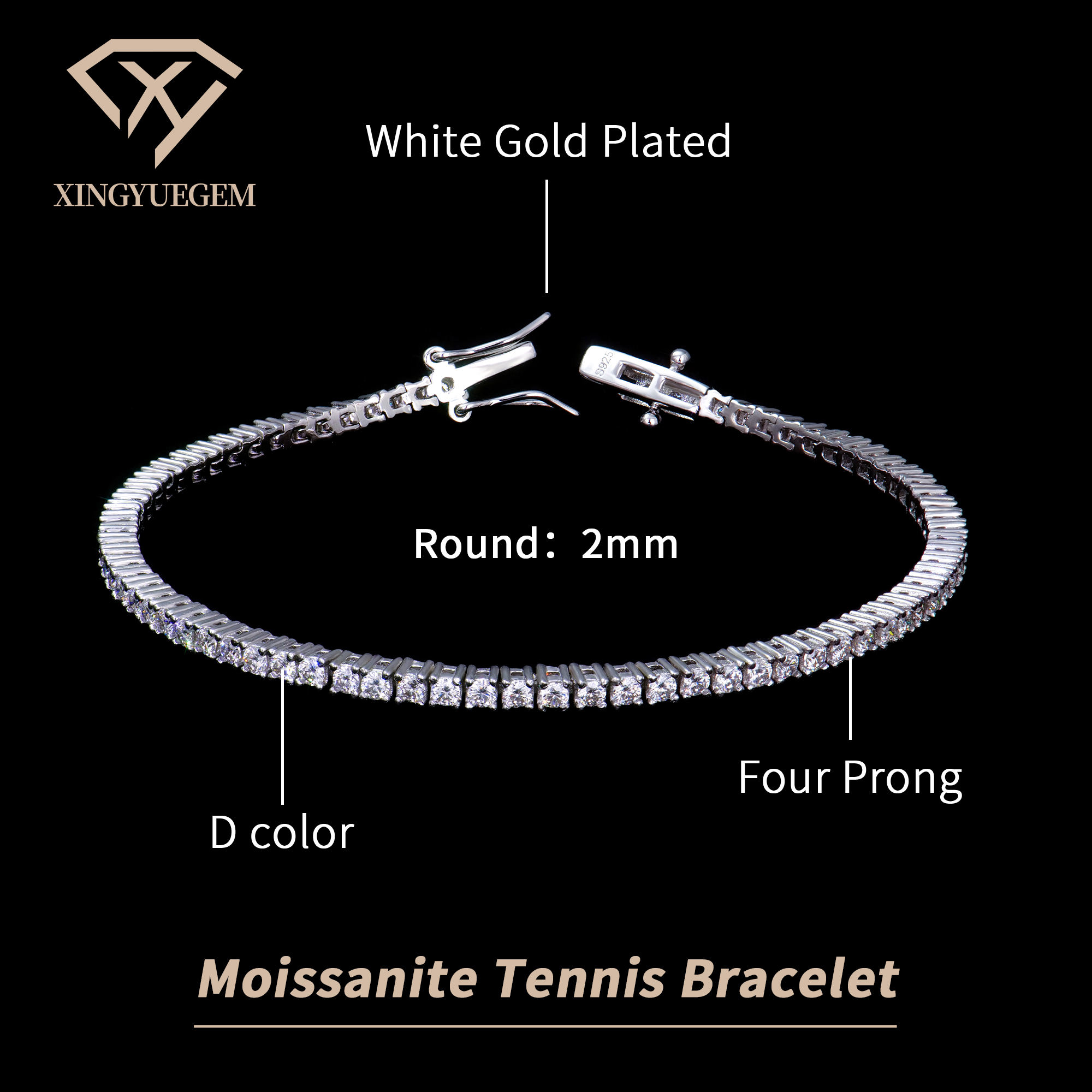 White Gold Plated 2mm