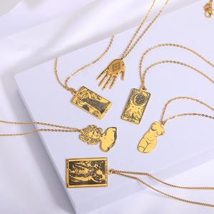 Go Party Kreative Mythologie Medusa Gorgon Square <span class=keywords><strong>Tarot</strong></span> Palm Anhänger Halskette Frauen Alt griechisches Symbol Edelstahl Schmuck - Product Image 4