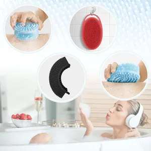 Exfoliërende Siliconen Body Scrubber Gemakkelijk Schoon Te Maken 2 In 1 Bad En Shampoo Borstel Hoofdhuid Massager Lathers Goed Langdurig