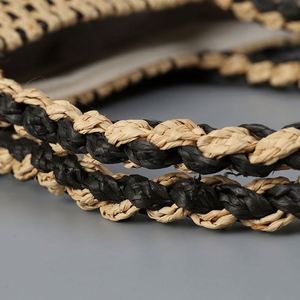 Sac fourre-tout grande capacité bicolore en paille raphia, nouvelle collection été 2025 - Product Image 4