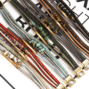 Bracelets pour femmes, style bohème, multi-couches, perles en pierre naturelle, cuir tressé, fermoir magnétique, bijoux tendance, cadeaux - Product Image 4