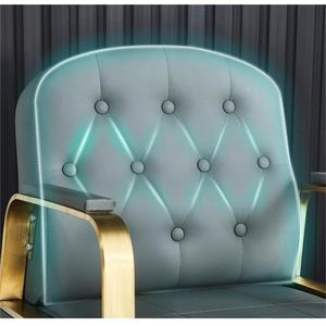 Silla moderna de cuero de lujo para salones de belleza, sillón reclinable de acero inoxidable de metal dorado y plateado con <span class=keywords><strong>barber</strong></span>ía elegante - Product Image 6