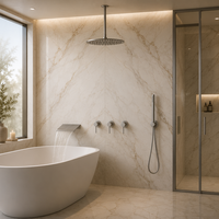 Ensemble de mitigeur de douche encastré 3 fonctions en acier inoxydable 316L, résistant à la corrosion, avec robinet de douche pluie et robinet de baignoire cascade