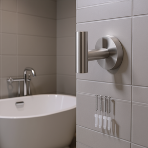 Gancho moderno para bata de baño, montado en la pared, de acero inoxidable SUS 304, níquel cepillado, 2 ganchos para ducha - Product Image 2