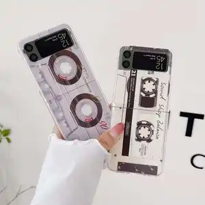 New Retro Phong Cách Cổ Điển Băng Cassette Trường Hợp Điện Thoại Đối Với Samsung Lật 5 4 Trường Hợp Tùy Chỉnh In Cứng Trở Lại Trường Hợp