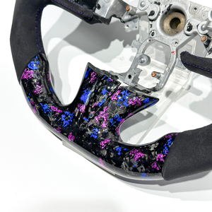 Volant de voiture en fibre de carbone forgée bleu-violet, vente directe d'usine, compatible avec <span class=keywords><strong>Infiniti</strong></span> G25 <span class=keywords><strong>G37</strong></span> Q50 Q60 Q70 350Z - Product Image 4