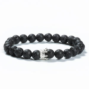 F118, 2 uds., Cuarzo Rosa, piedra volcánica de lava, San Valentín, amistad para chico <span class=keywords><strong>y</strong></span> chica, brazalete de pareja para hombre - Product Image 6